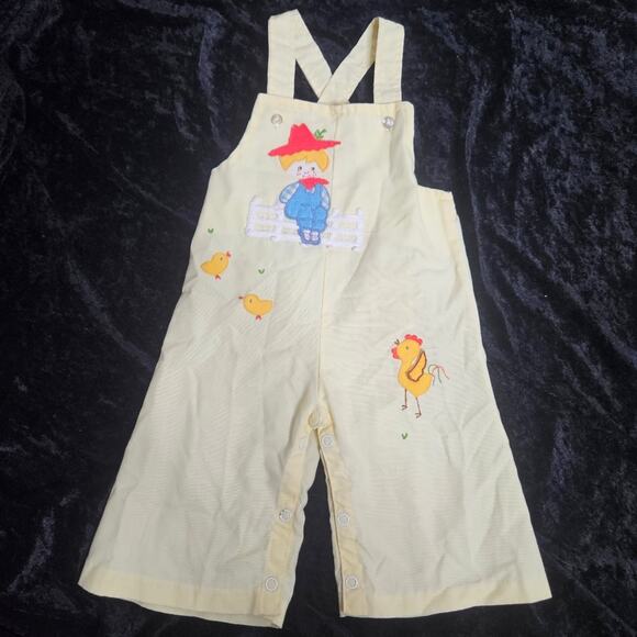 VTG Boys Chicken Embroidered Applique Overalls with ABC Jacket, size 3 months - Picture 4 of 13